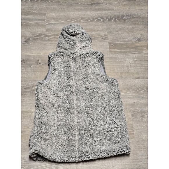 Womens‎ Hooded Vest Peach Love Califoŕnia Size Medium Shepra Polyester Grey EUC - Picture 2 of 10